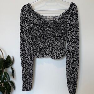 Urban Outfitters | Black and White Floral Blouse | SMALL